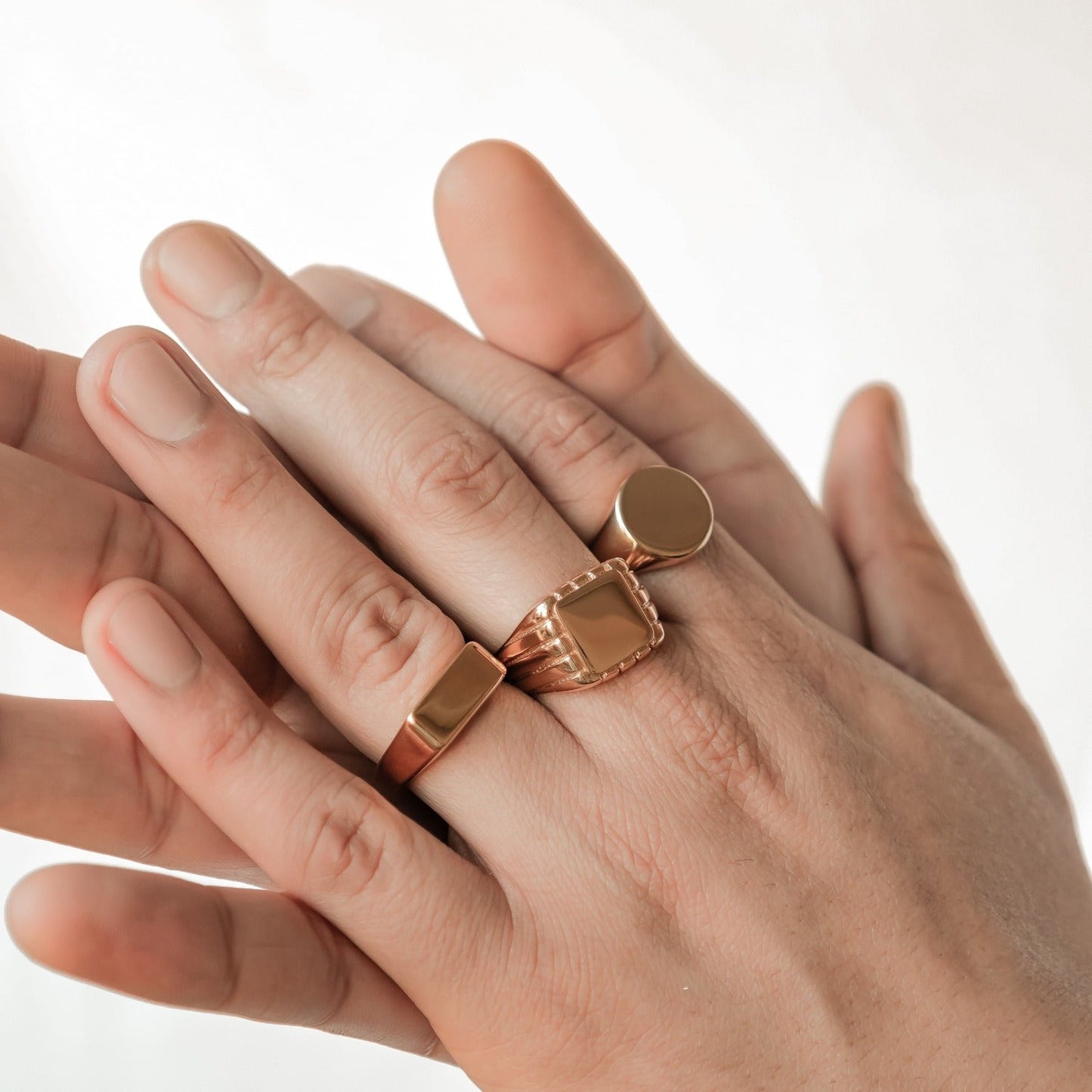 Engraved Square Signet Ring Men Stainless Steel