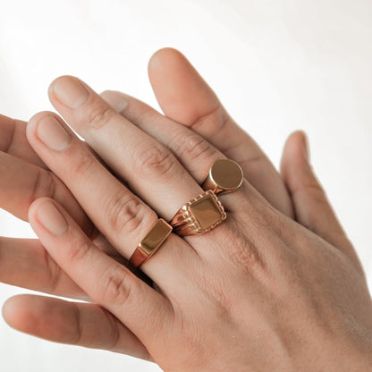 Round Signet Ring Men Stainless Steel