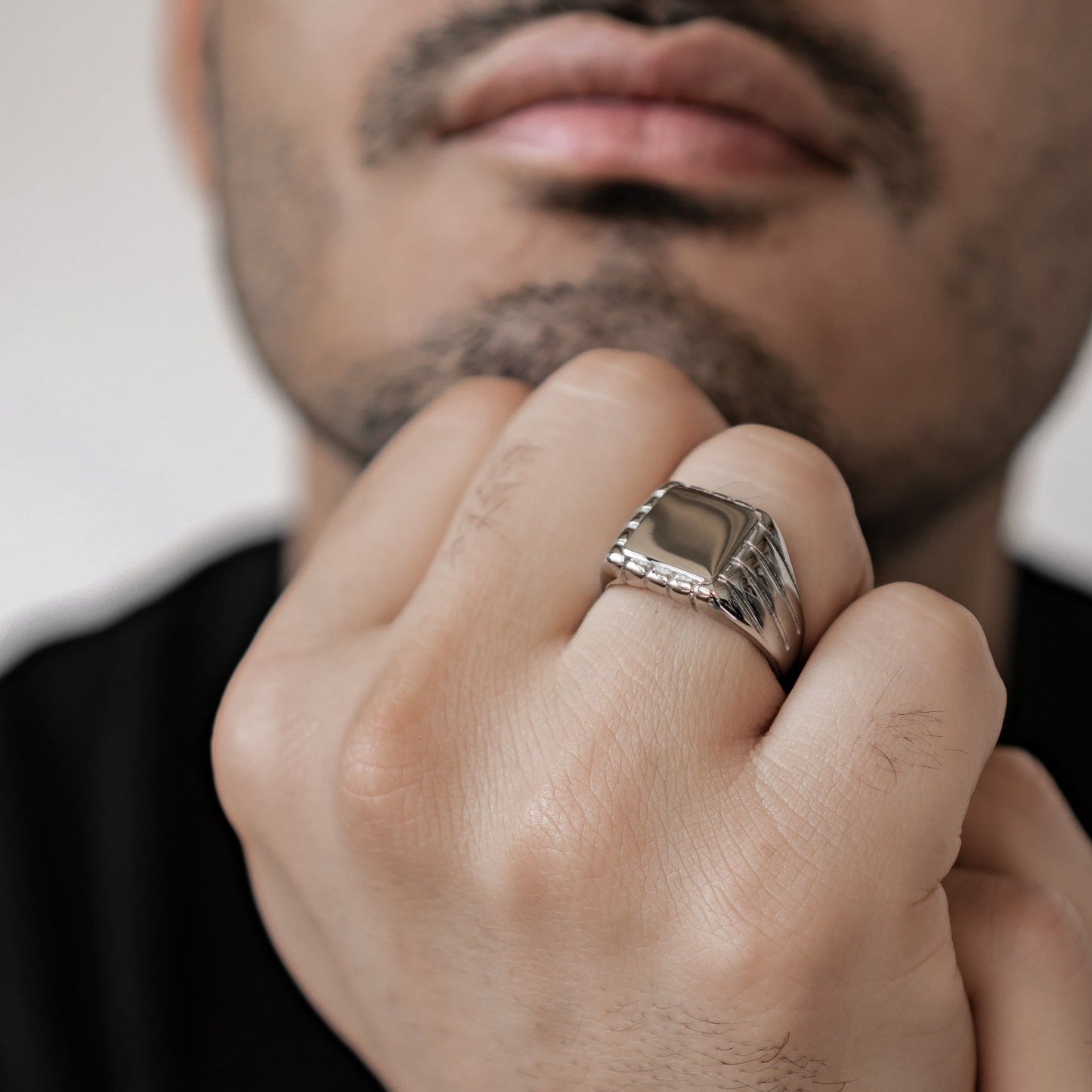 Round Signet Ring Men Stainless Steel