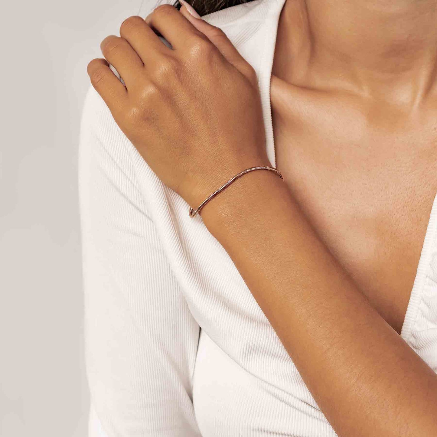 Round Snake Chain Bracelet Rose Gold