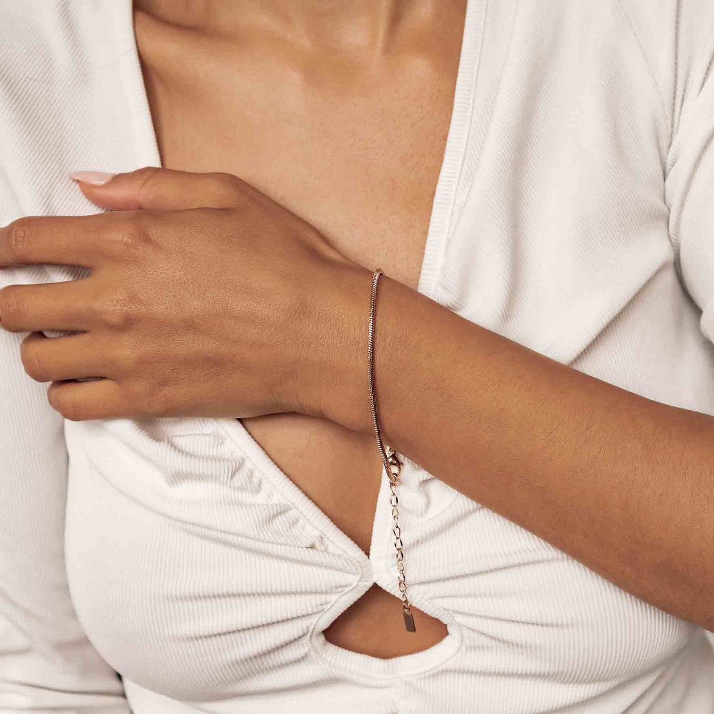 Round Snake Chain Bracelet Rose Gold