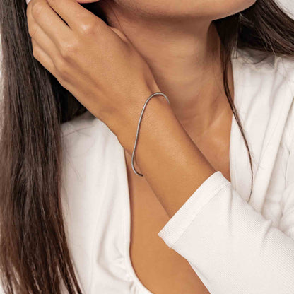 Round Snake Chain Bracelet Silver