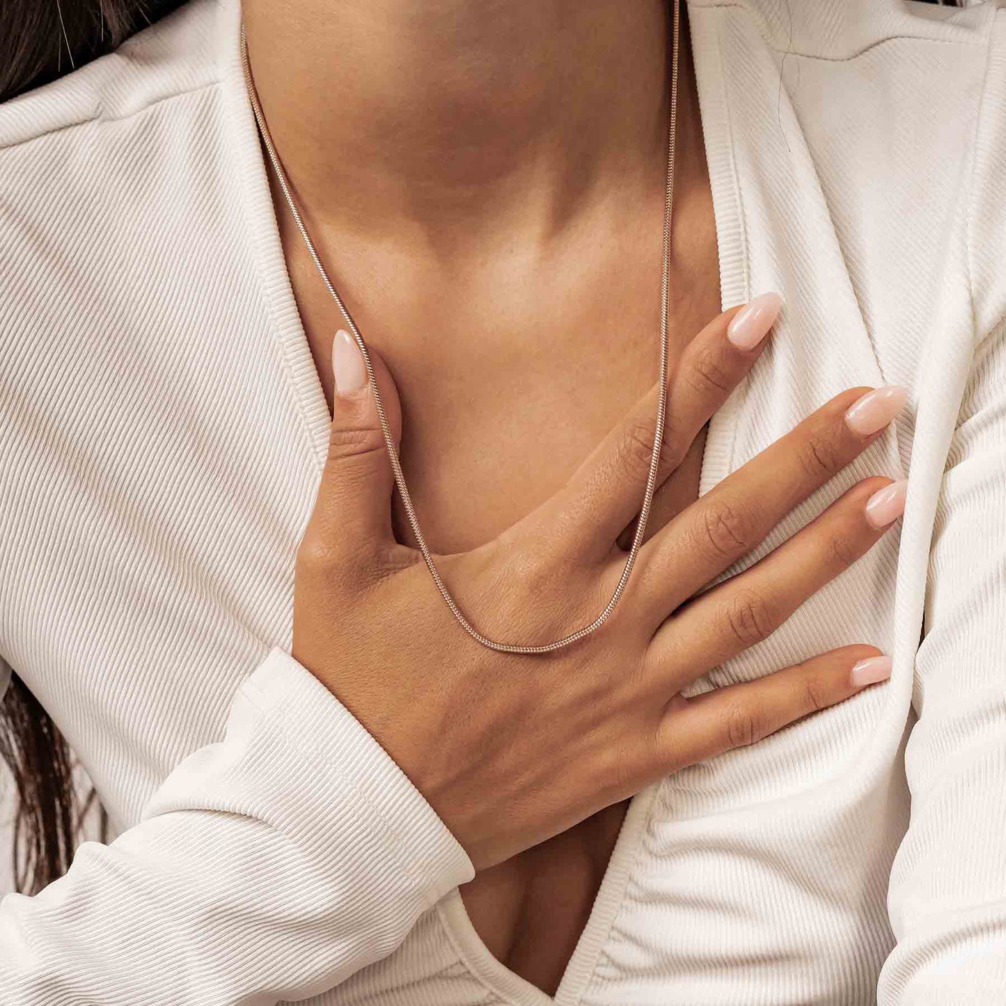 Round Snake Chain Necklace Rose Gold