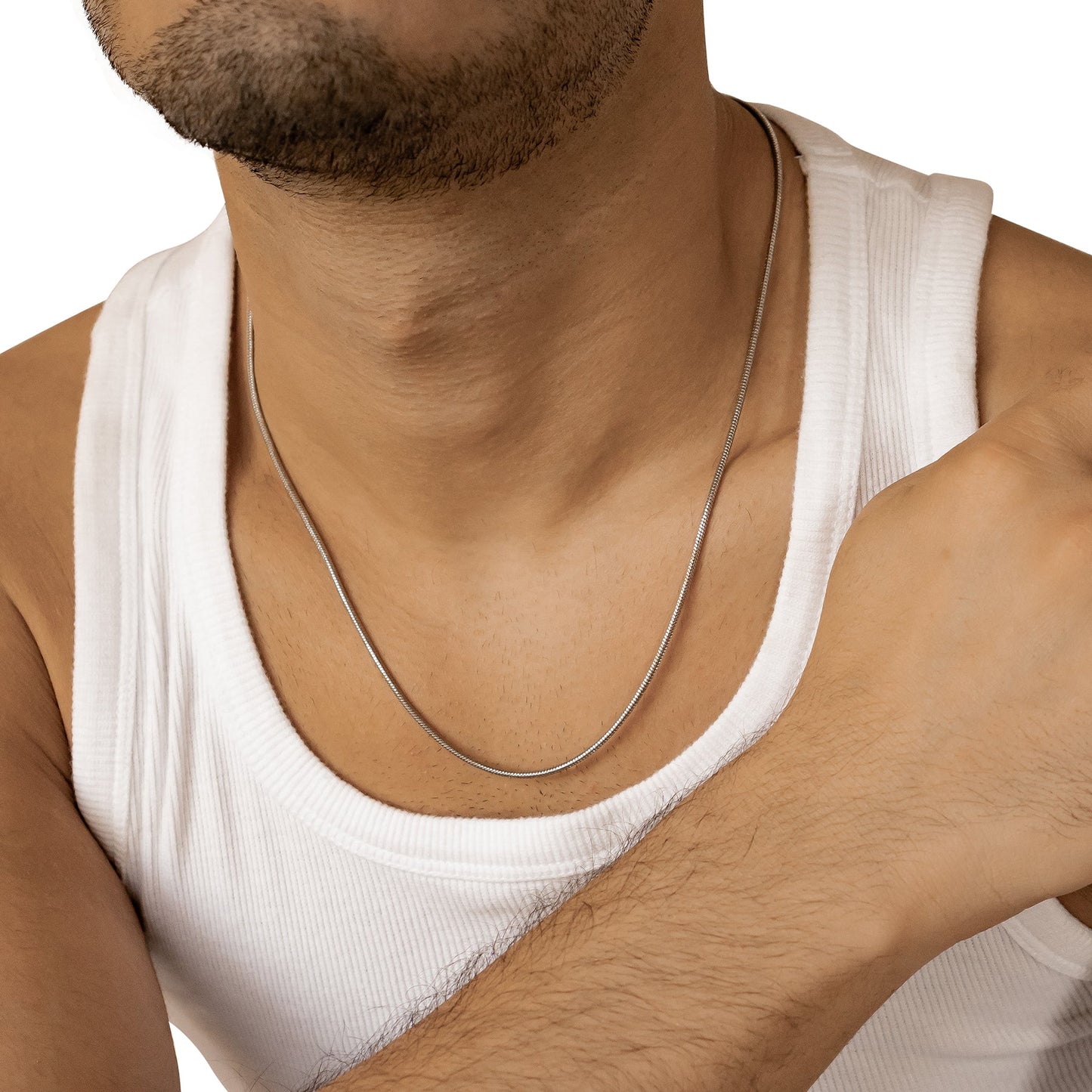 Round Snake Chain Necklace Silver