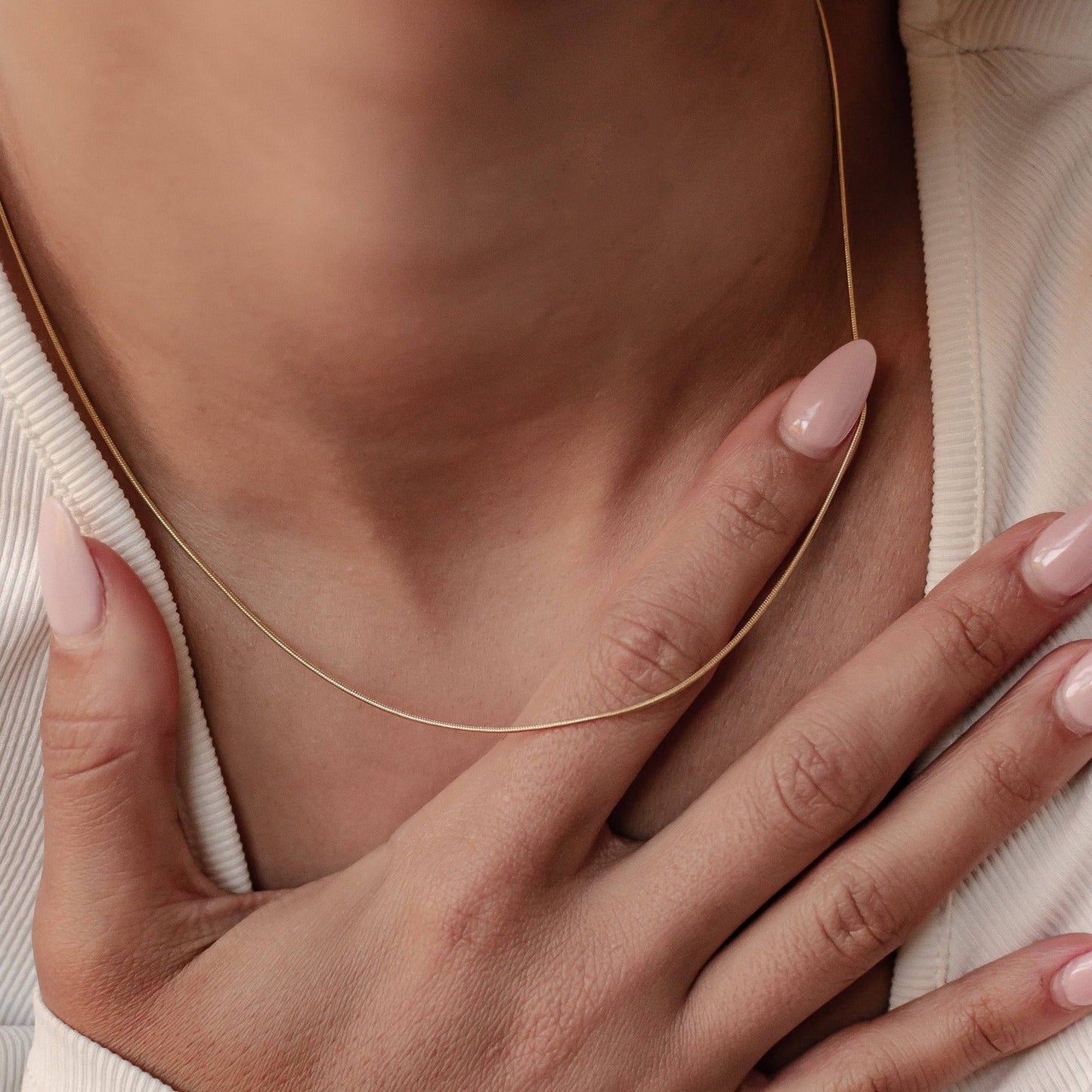 Round Snake Chain Necklace Sterling Silver