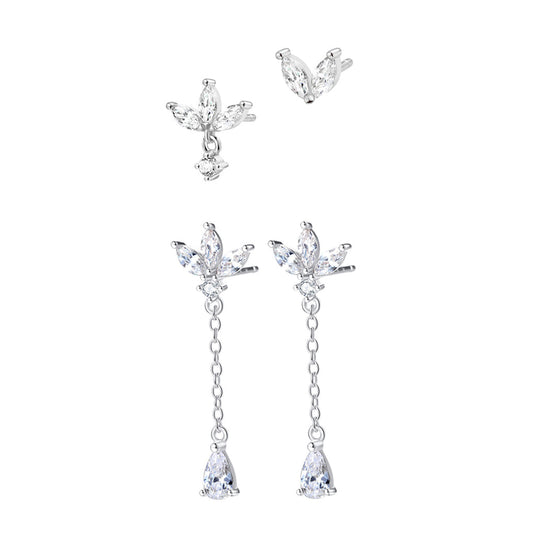 Delicate Stacking Stud Earrings Set Sterling Silver