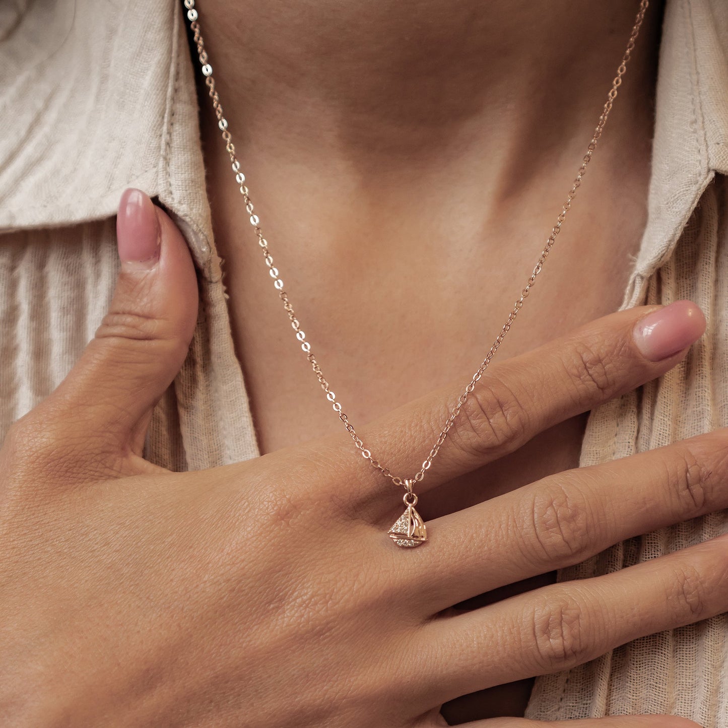 Sailboat Sparkle Pendant Necklace Sterling Silver
