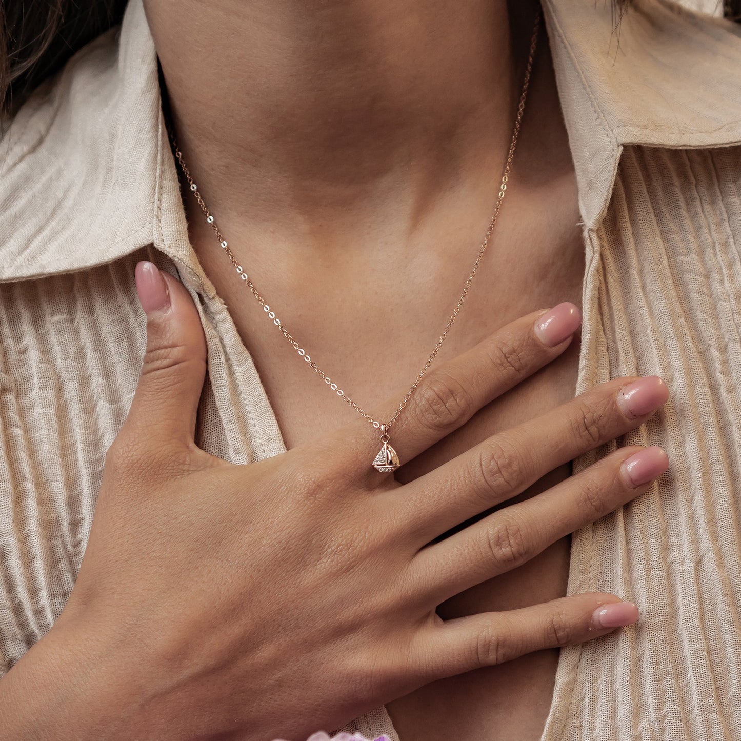 Sailboat Sparkle Pendant Necklace Sterling Silver