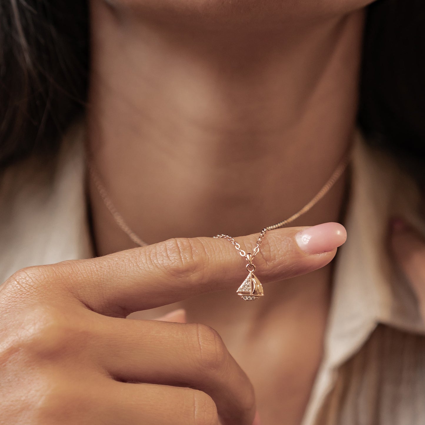 Sailboat Sparkle Pendant Necklace Sterling Silver