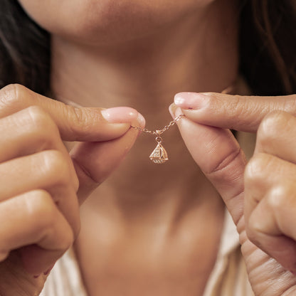 Sailboat Sparkle Pendant Necklace Sterling Silver