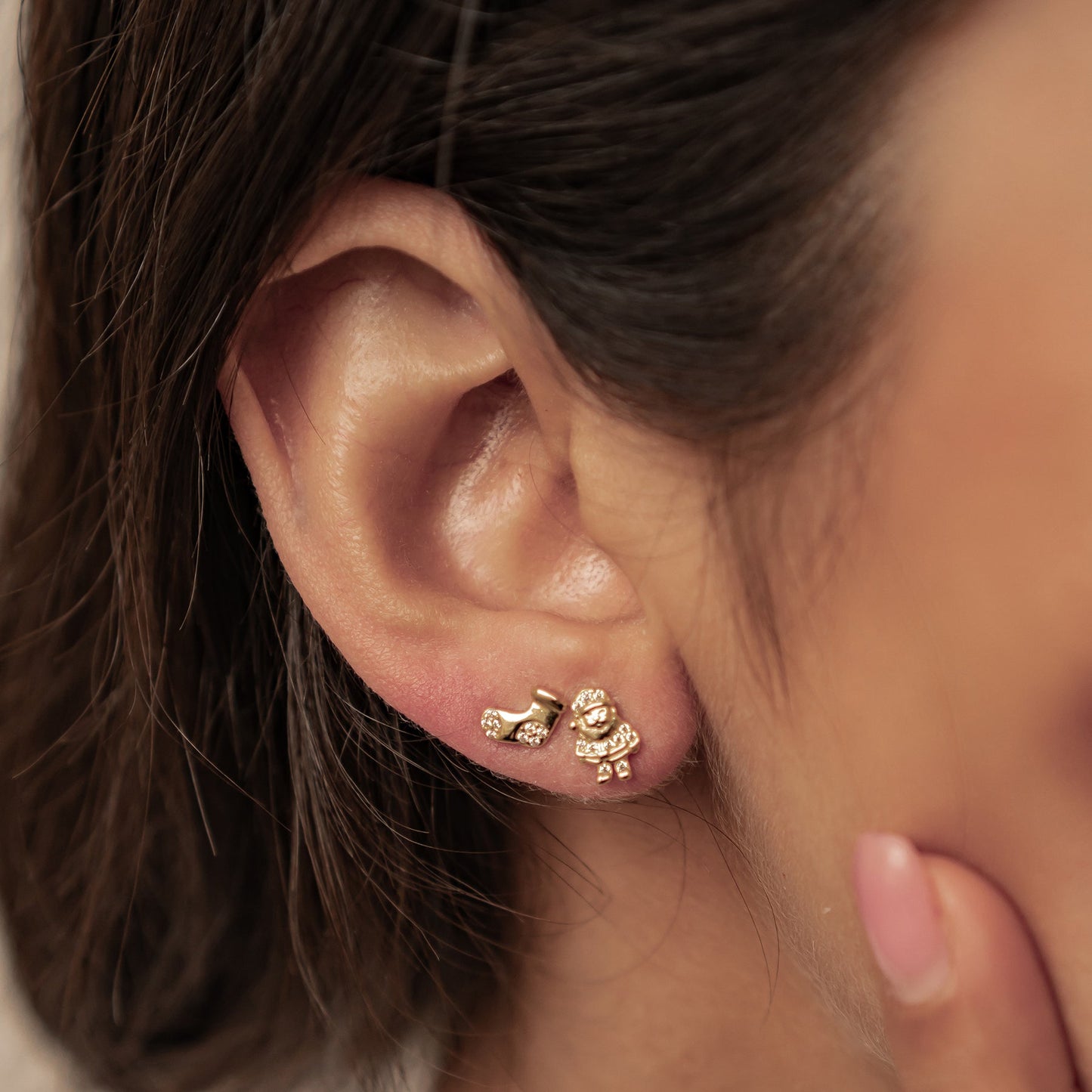 Santa & Christmas Stocking Stud Earrings Sterling Silver