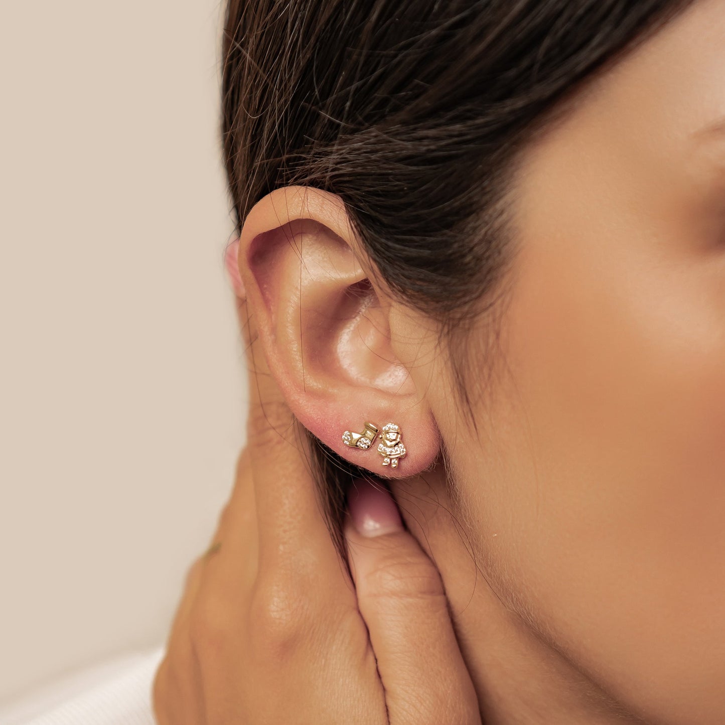 Santa & Christmas Stocking Stud Earrings Sterling Silver