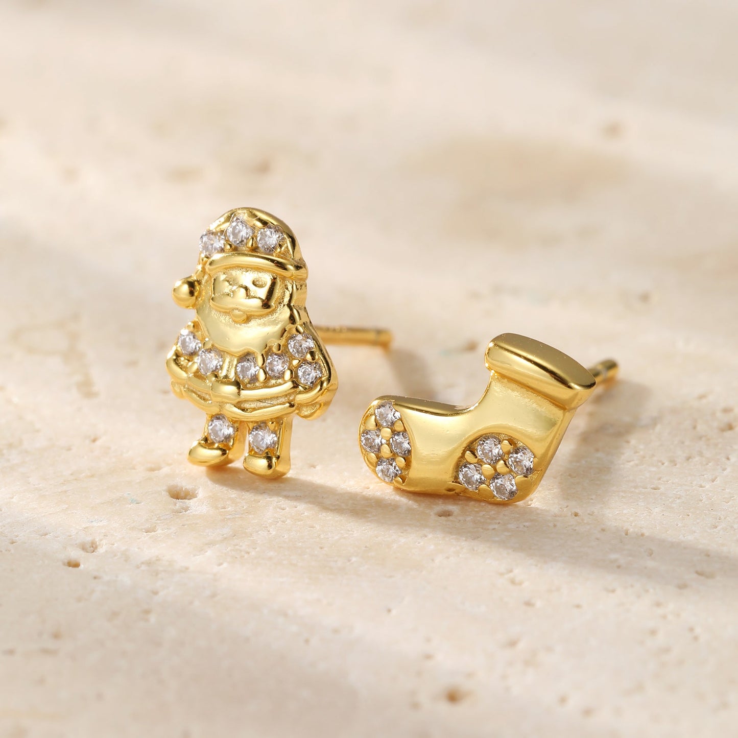 Santa & Christmas Stocking Stud Earrings Sterling Silver