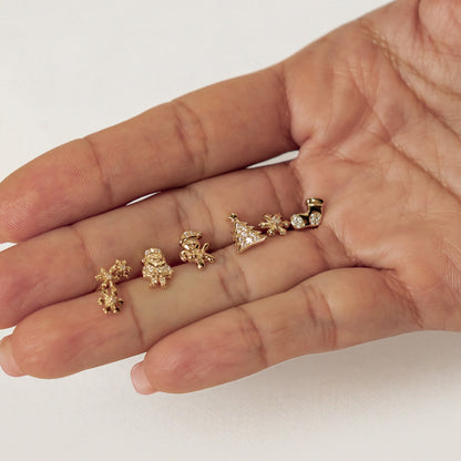 Santa & Christmas Stocking Stud Earrings Sterling Silver