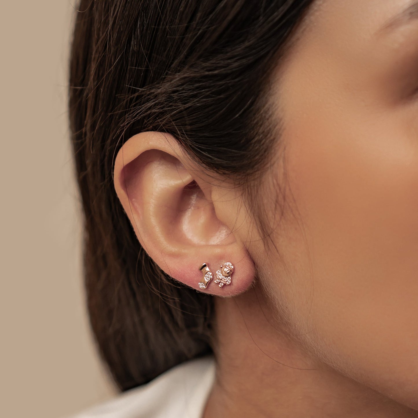 Santa & Christmas Stocking Stud Earrings Sterling Silver