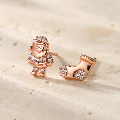 Santa & Christmas Stocking Stud Earrings Sterling Silver