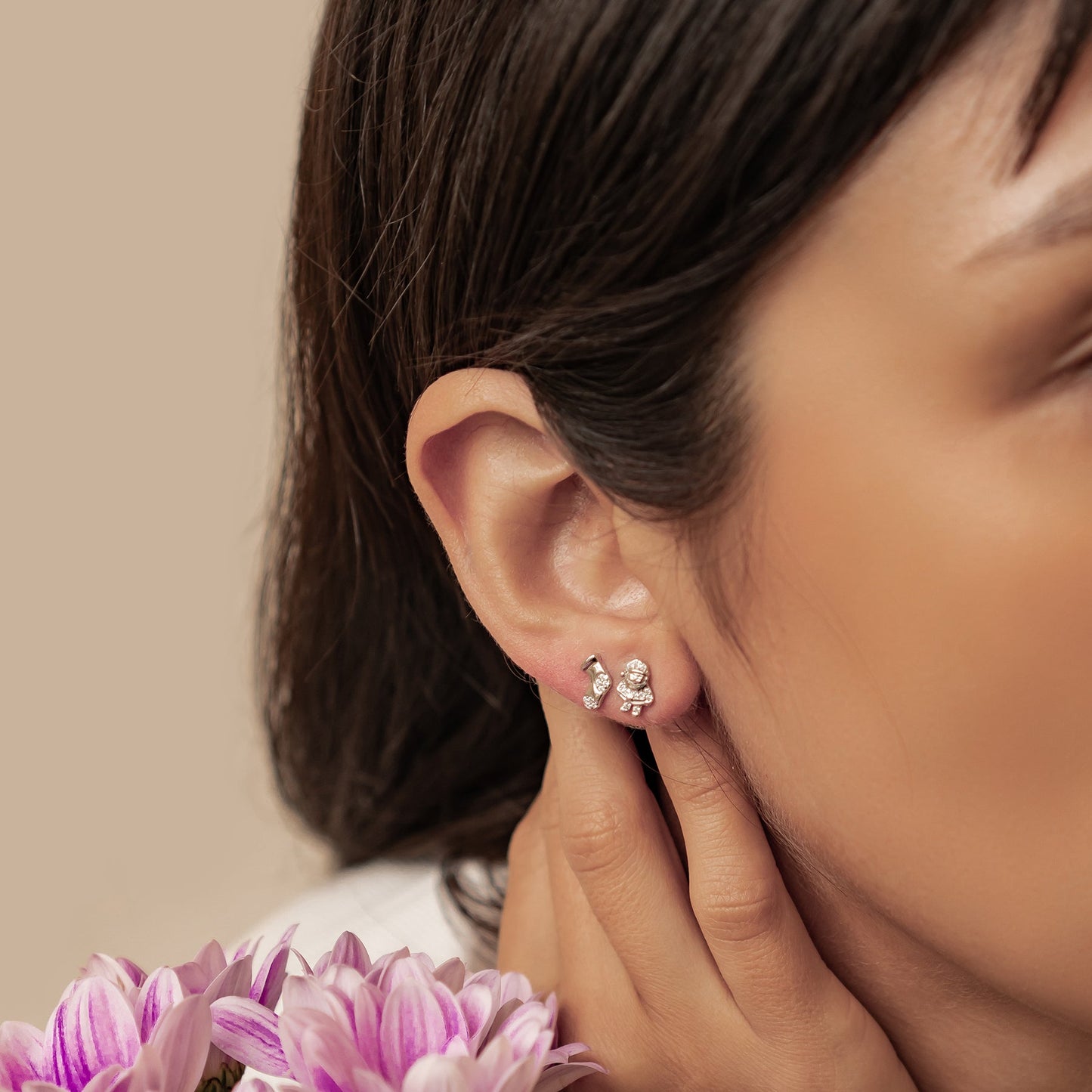 Santa & Christmas Stocking Stud Earrings Sterling Silver