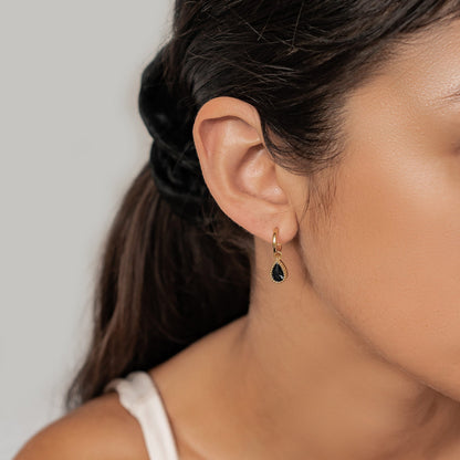 September Sapphire Birthstone Hoop Earrings Sterling Silver