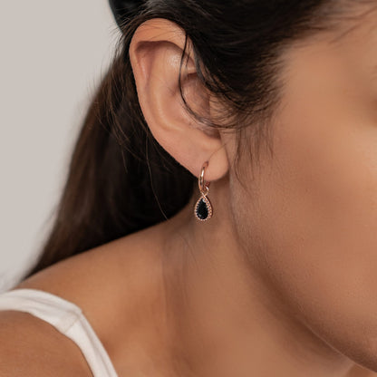 September Sapphire Birthstone Hoop Earrings Sterling Silver