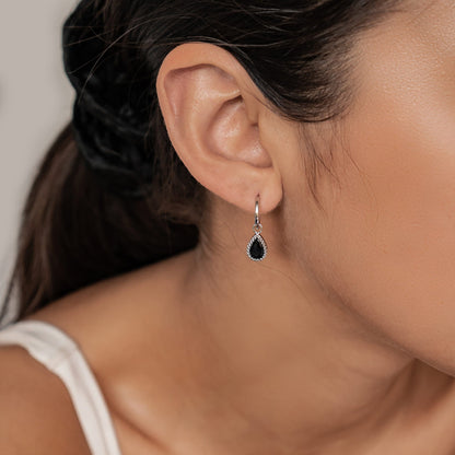 September Sapphire Birthstone Hoop Earrings Sterling Silver