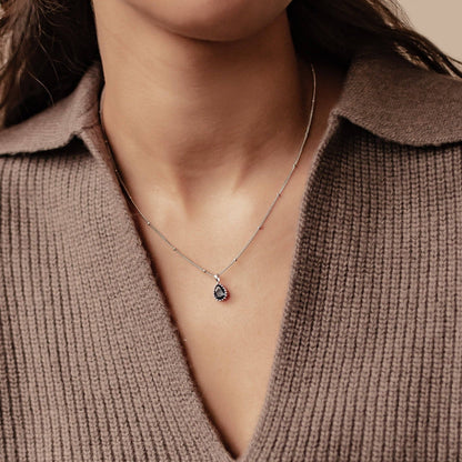 September Sapphire Birthstone Necklace Sterling Silver