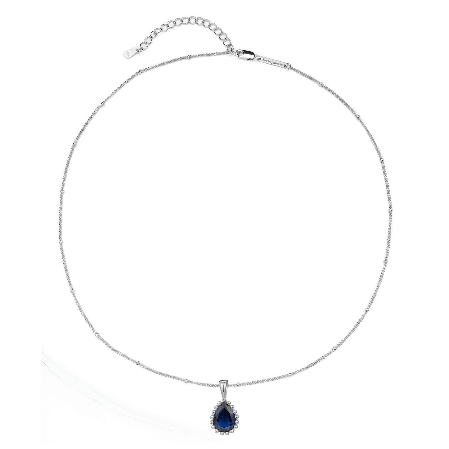 September Sapphire Birthstone Necklace Sterling Silver