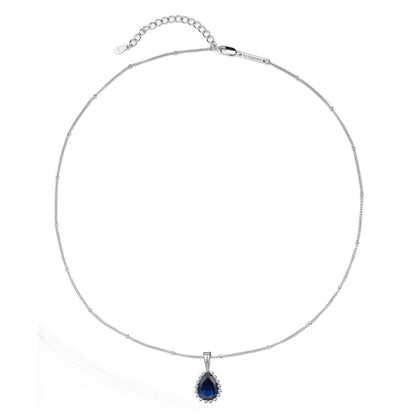 September Sapphire Birthstone Necklace Sterling Silver