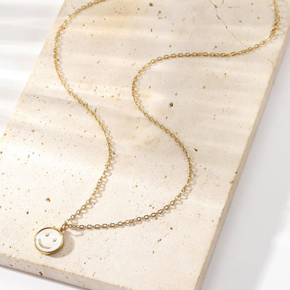 Shell Smiley Pendant Necklace Waterproof