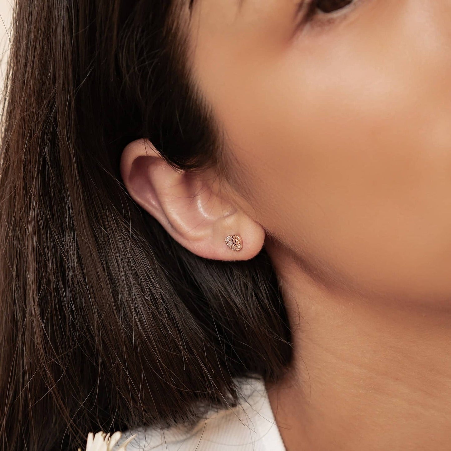 Shell Swirl Sparkle Stud Earrings Sterling Silver