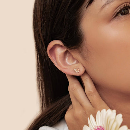 Shell Swirl Sparkle Stud Earrings Sterling Silver