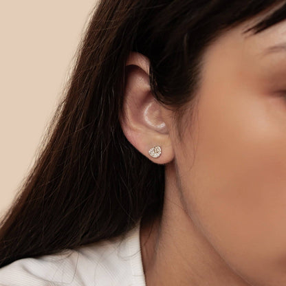 Shell Swirl Sparkle Stud Earrings Sterling Silver