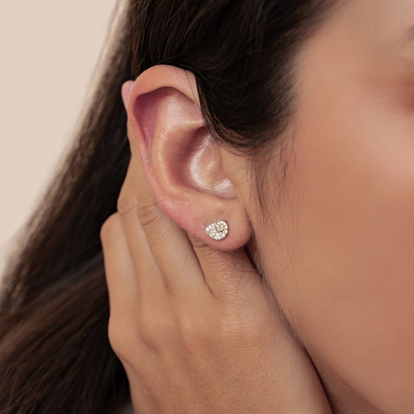 Shell Swirl Sparkle Stud Earrings Sterling Silver