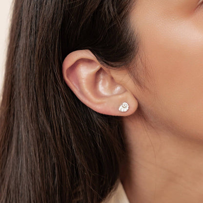 Shell Swirl Sparkle Stud Earrings Sterling Silver