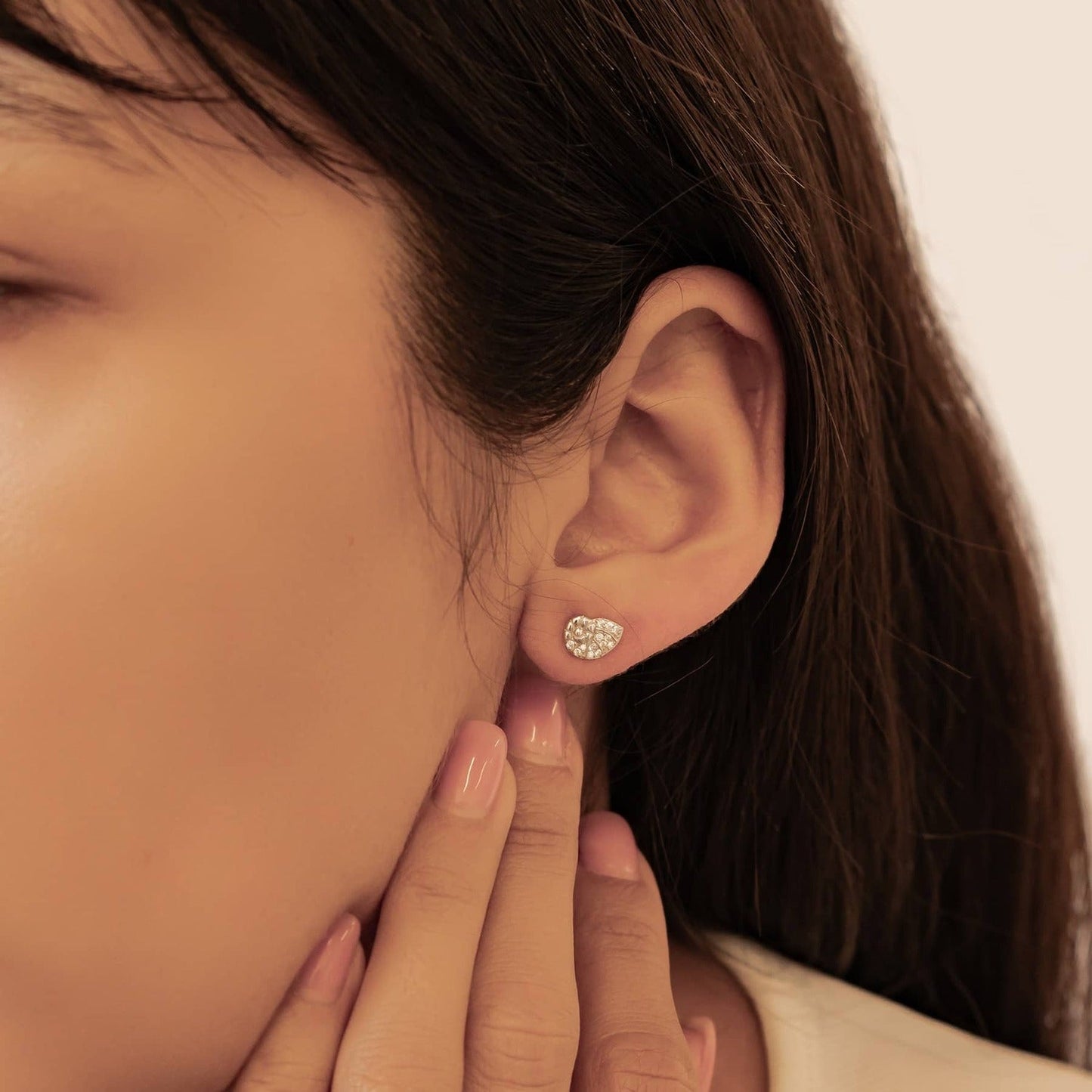 Shell Swirl Sparkle Stud Earrings Sterling Silver