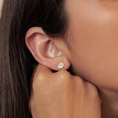 Shell Swirl Sparkle Stud Earrings Sterling Silver