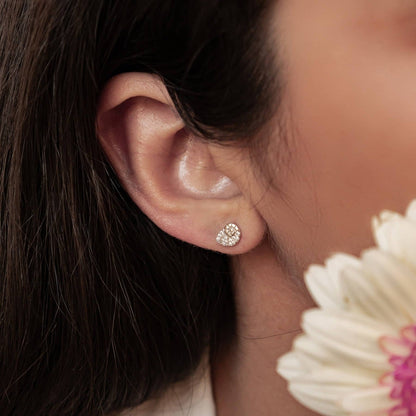 Shell Swirl Sparkle Stud Earrings Sterling Silver