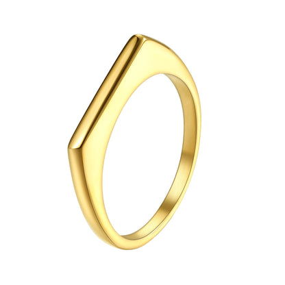 Sleek Arc Signet Ring Stainless Steel