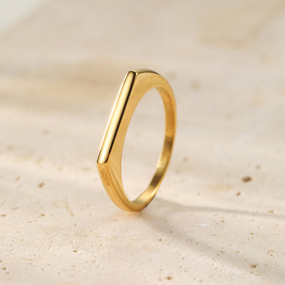 Sleek Arc Signet Ring Stainless Steel