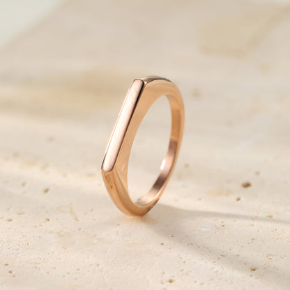 Sleek Arc Signet Ring Stainless Steel