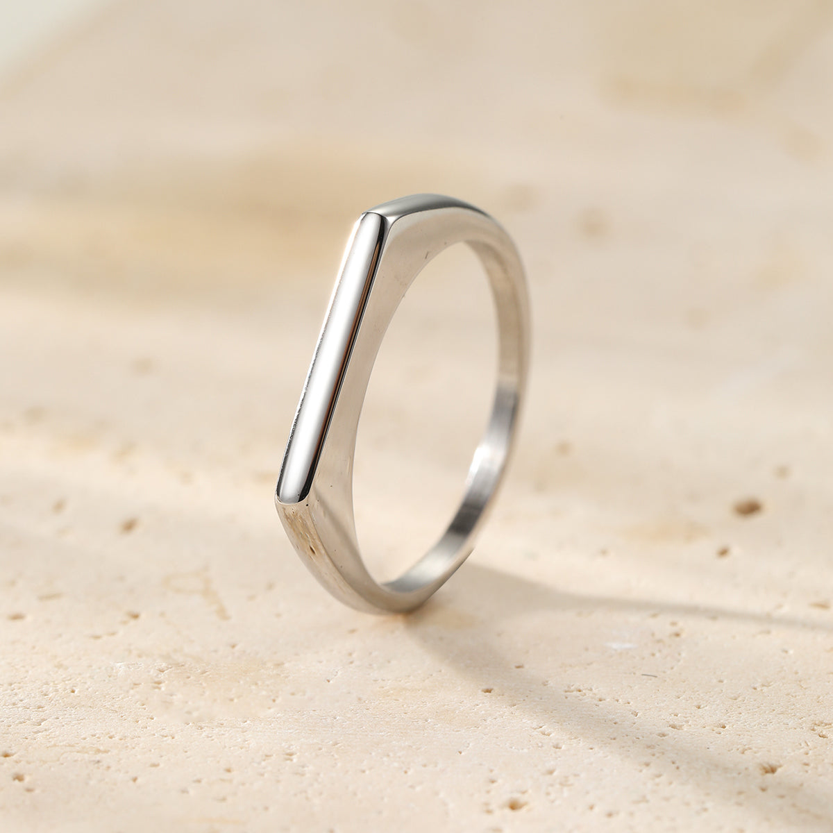 Sleek Arc Signet Ring Stainless Steel