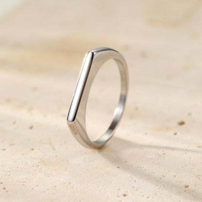 Sleek Arc Signet Ring Stainless Steel