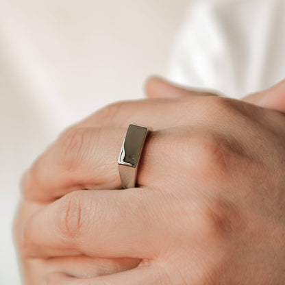 Sleek Arc Signet Ring Stainless Steel