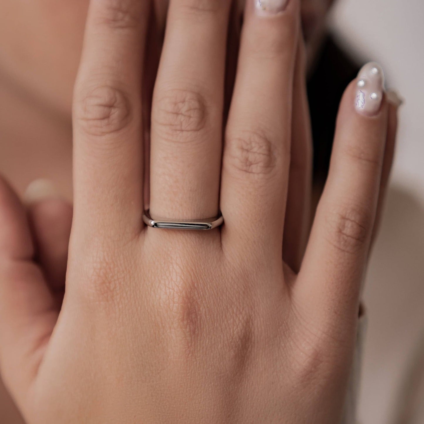 Sleek Arc Signet Ring Stainless Steel