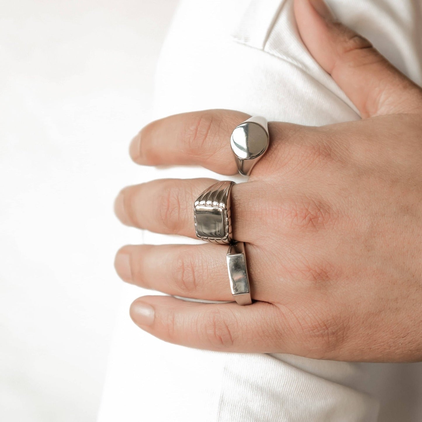 Sleek Arc Signet Ring Stainless Steel