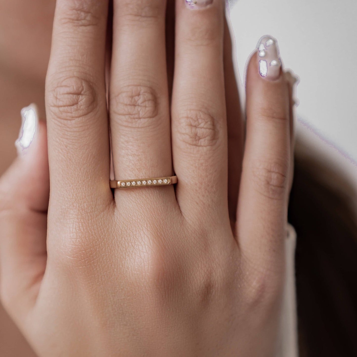 Sleek Gemstone Arc Signet Ring Stainless Steel