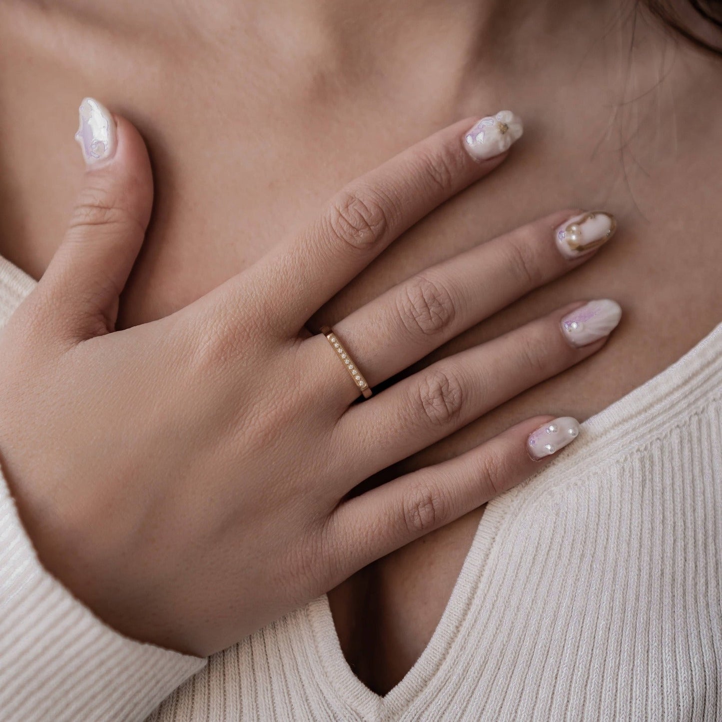 Sleek Gemstone Arc Signet Ring Stainless Steel