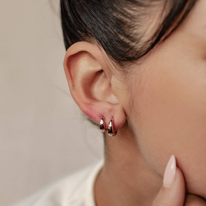 Small Dome Hoop Earring Set Sterling Silver