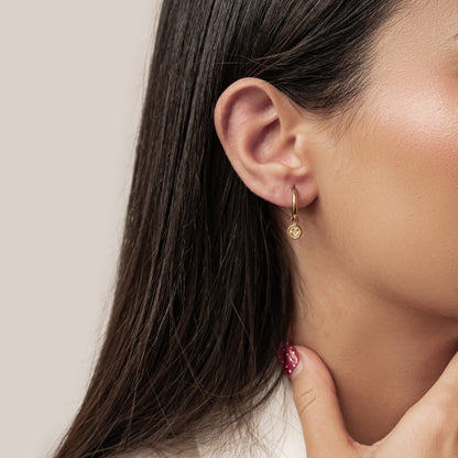 Smiley Charm Hoop Earrings Waterproof