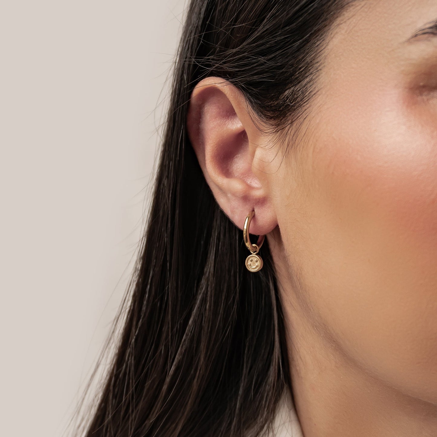 Smiley Charm Hoop Earrings Waterproof