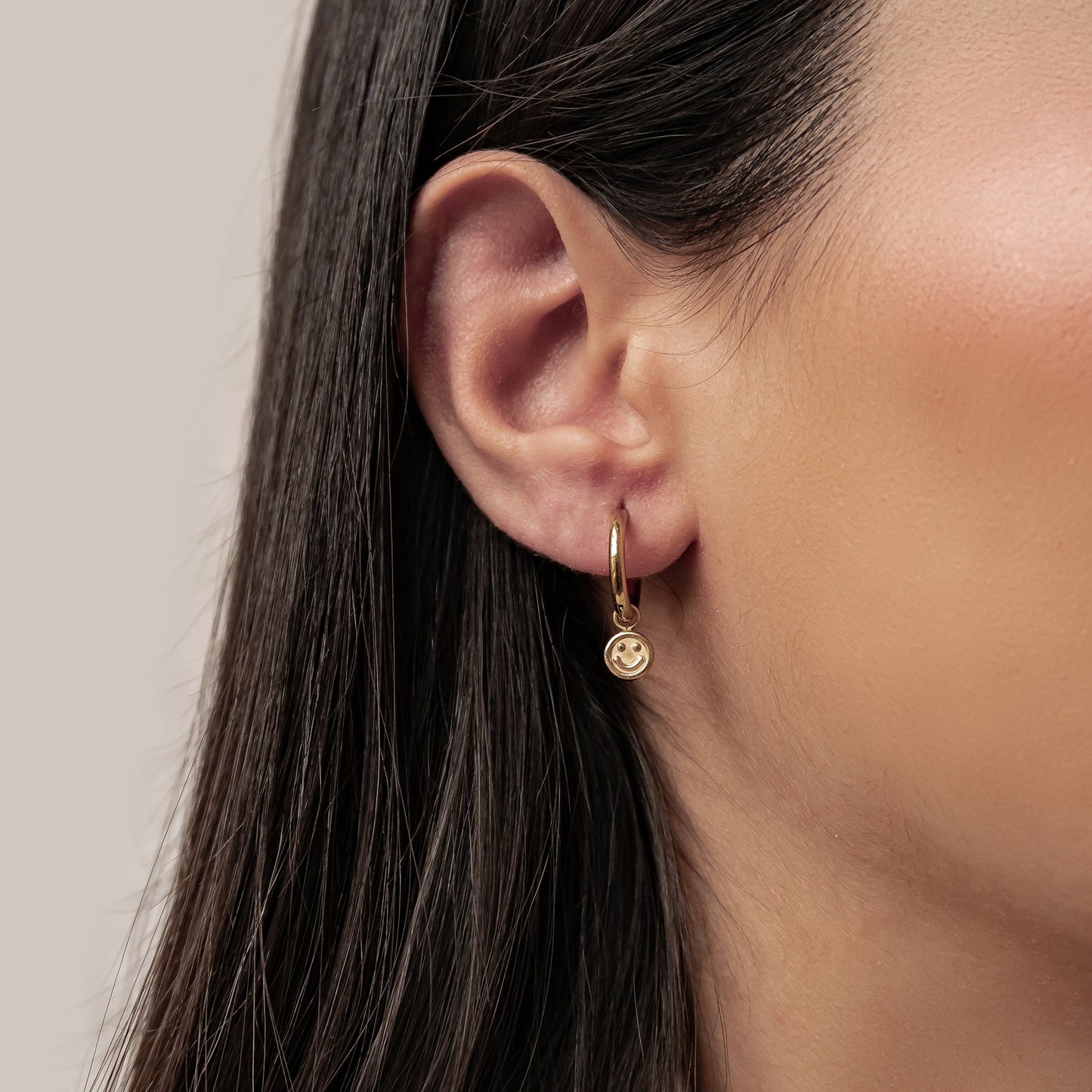 Smiley Charm Hoop Earrings Waterproof